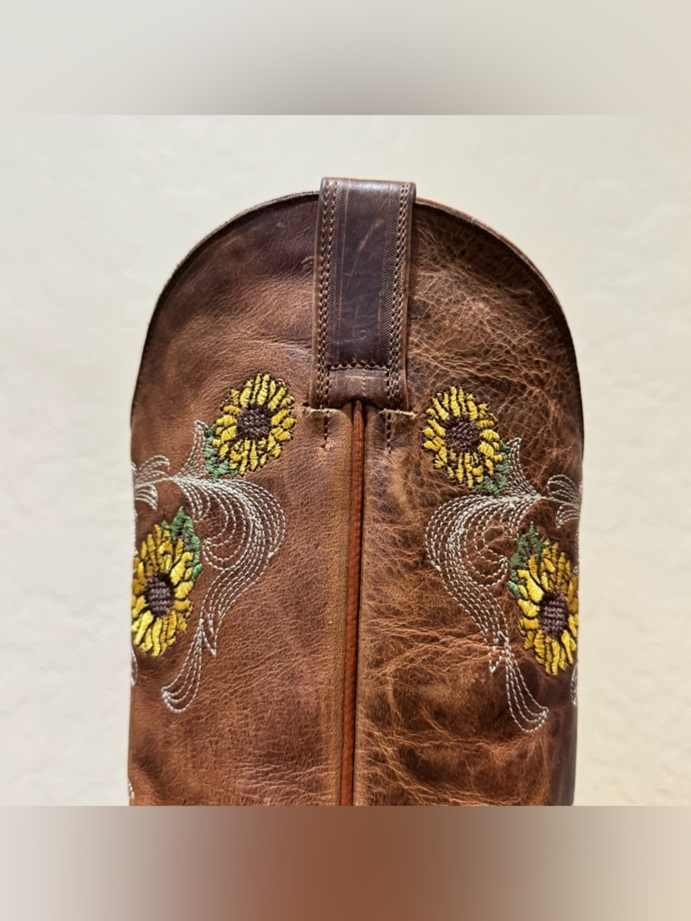 Shyanne Jolyn Sunflower Embroidered Leather Cowboy Boots - Picture 2 of 14
